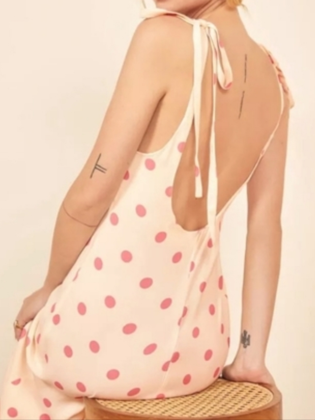 Reformation Jet Dot Dress Slip Midi Xs